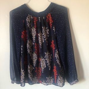 ❤️Boden Navy Blue Floral Long Sleeve Top Size 4